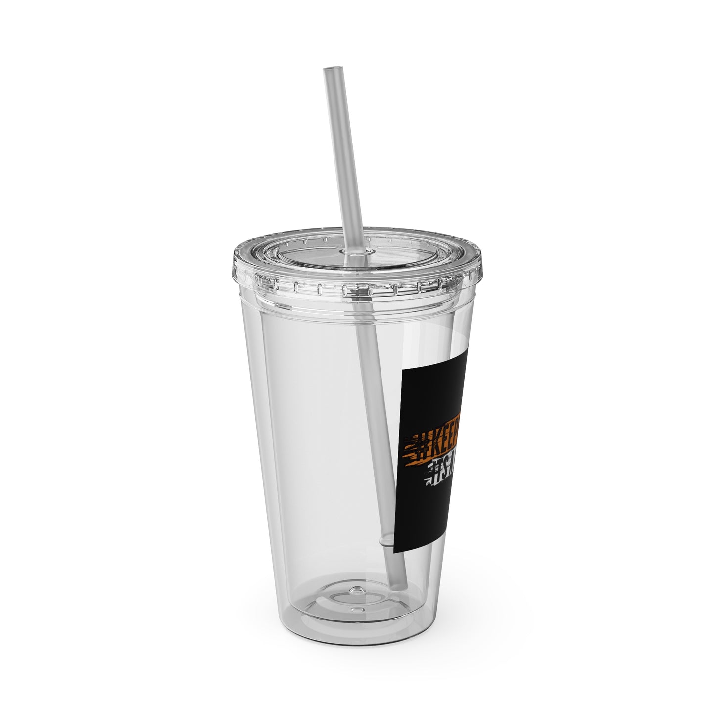 #KEEPHUSTLING -Tumbler with Straw, 16oz (IT'S A MINDSET)