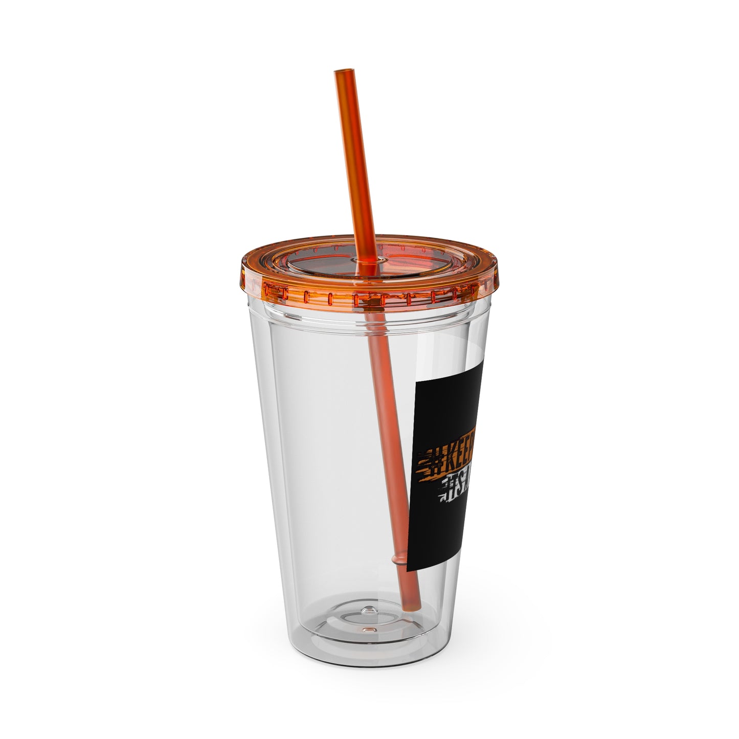 #KEEPHUSTLING -Tumbler with Straw, 16oz (IT'S A MINDSET)