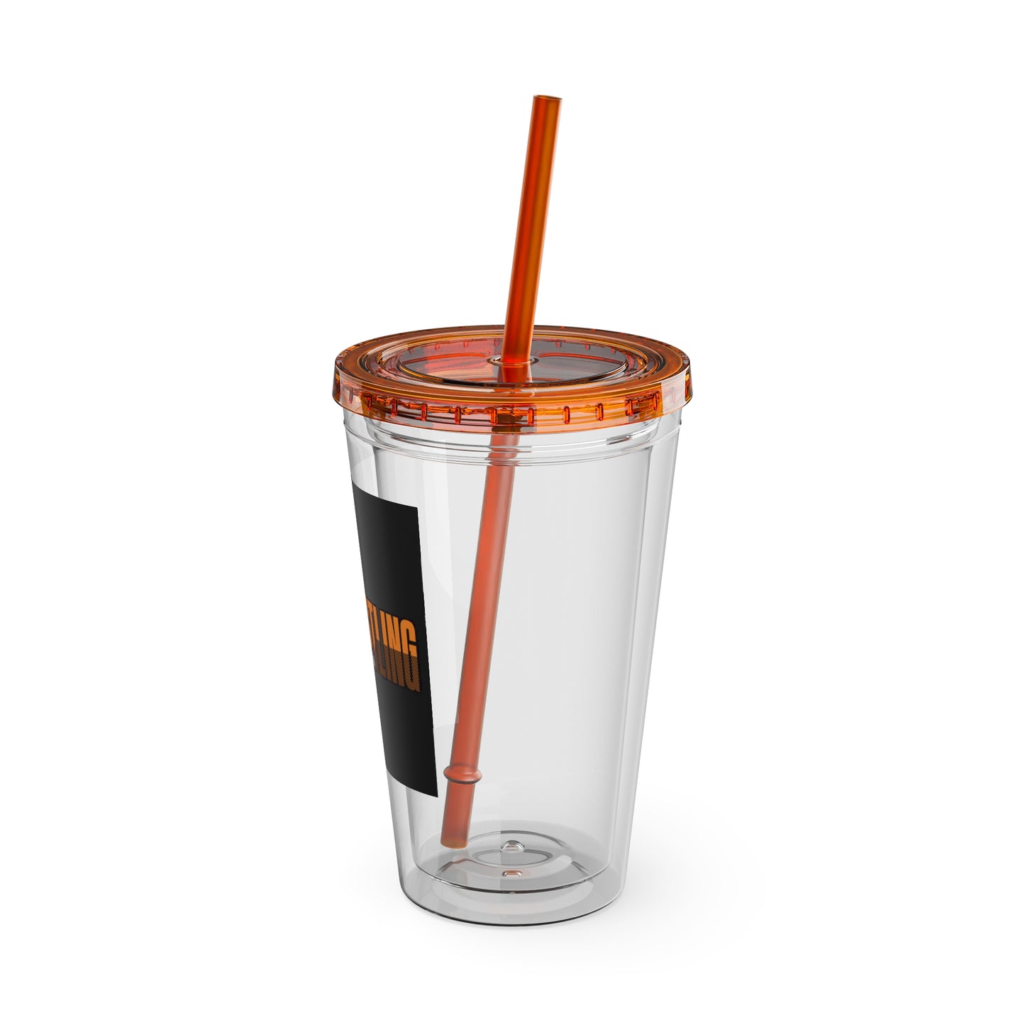 #KEEPHUSTLING -Tumbler with Straw, 16oz (DREAMS IN ACTION)