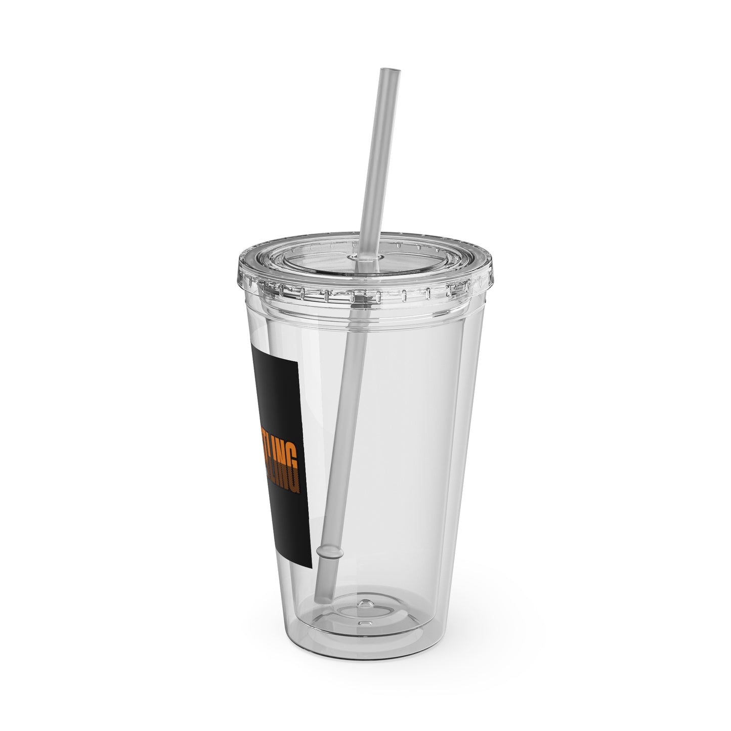 #KEEPHUSTLING -Tumbler with Straw, 16oz (DREAMS IN ACTION)