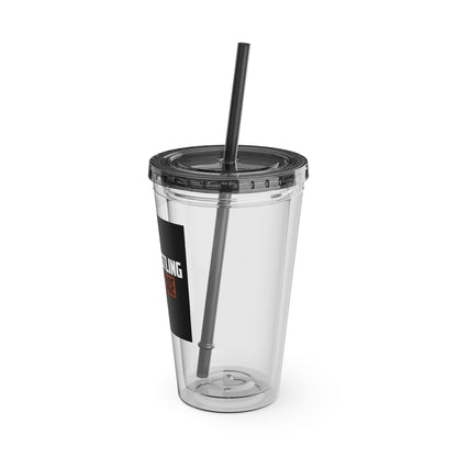 #KEEPHUSTLING -Tumbler with Straw, 16oz (PERSISTENCE PAYS)