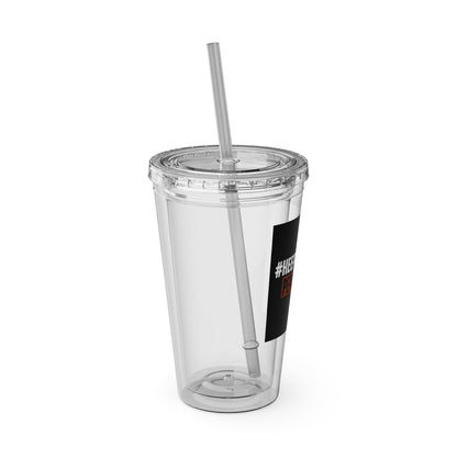 #KEEPHUSTLING -Tumbler with Straw, 16oz (PERSISTENCE PAYS)