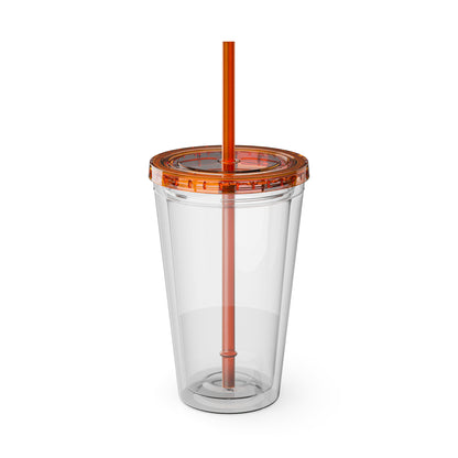 #KEEPHUSTLING -Tumbler with Straw, 16oz (IT'S A LIFESTYLE)